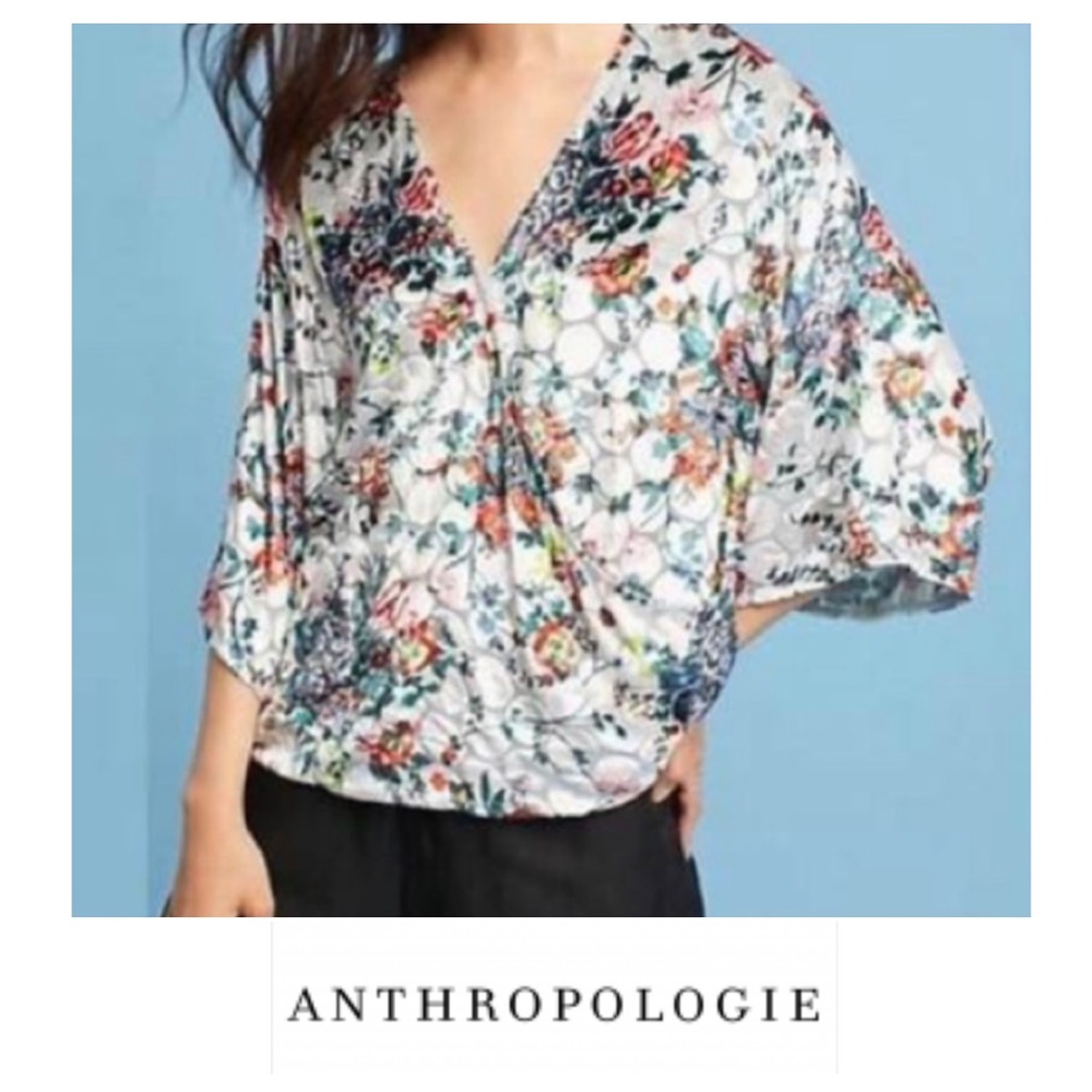 Anthropologie Maeve Velvet Floral Top